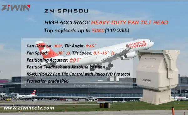 ZN-SPH50U yüksek doğruluk ağır Pan Tilt kafası